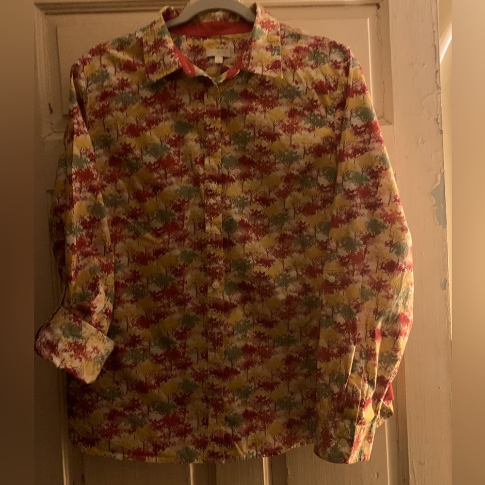 Talbots women’s button down shirt size Large warm rich colors